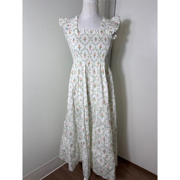 Hill House Dresses & Skirts - Hill House The Nap Dress White Bouquet Cotton Maxi Dress Sz S
